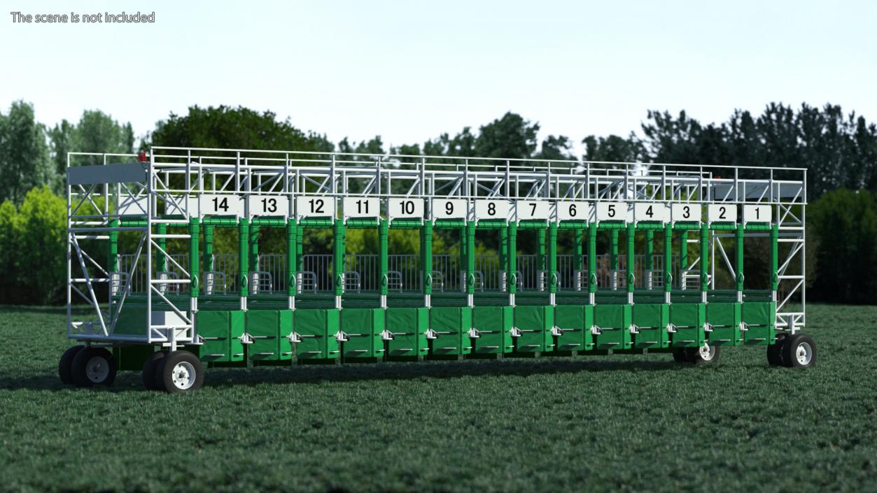 3D 14 Starting Stalls for Horse Racing Rigged for Maya