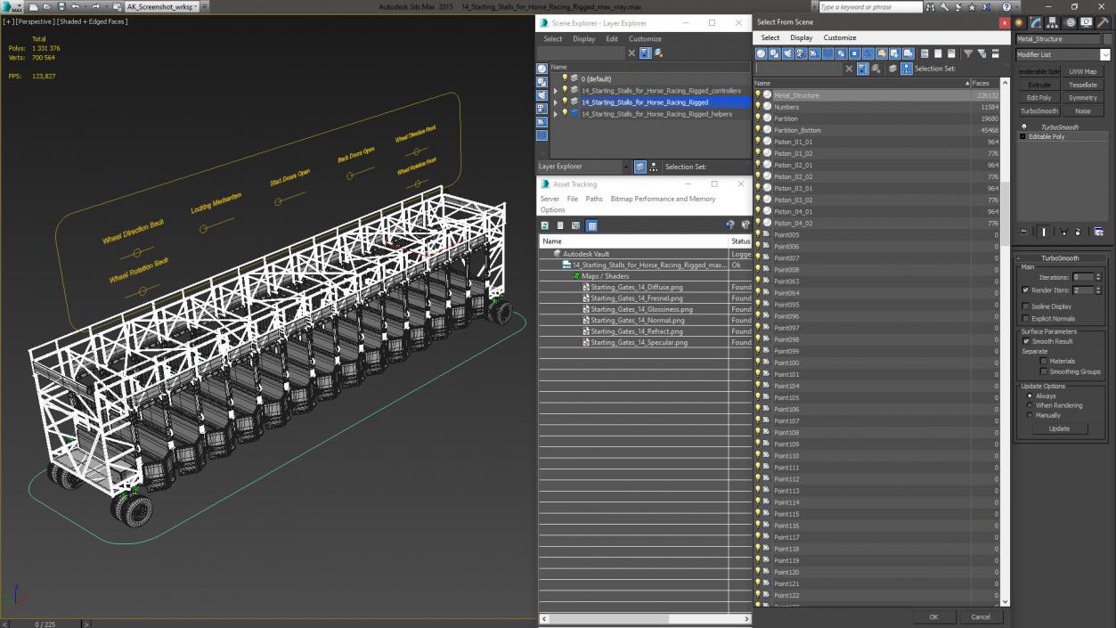 14 Starting Stalls for Horse Racing Rigged 3D