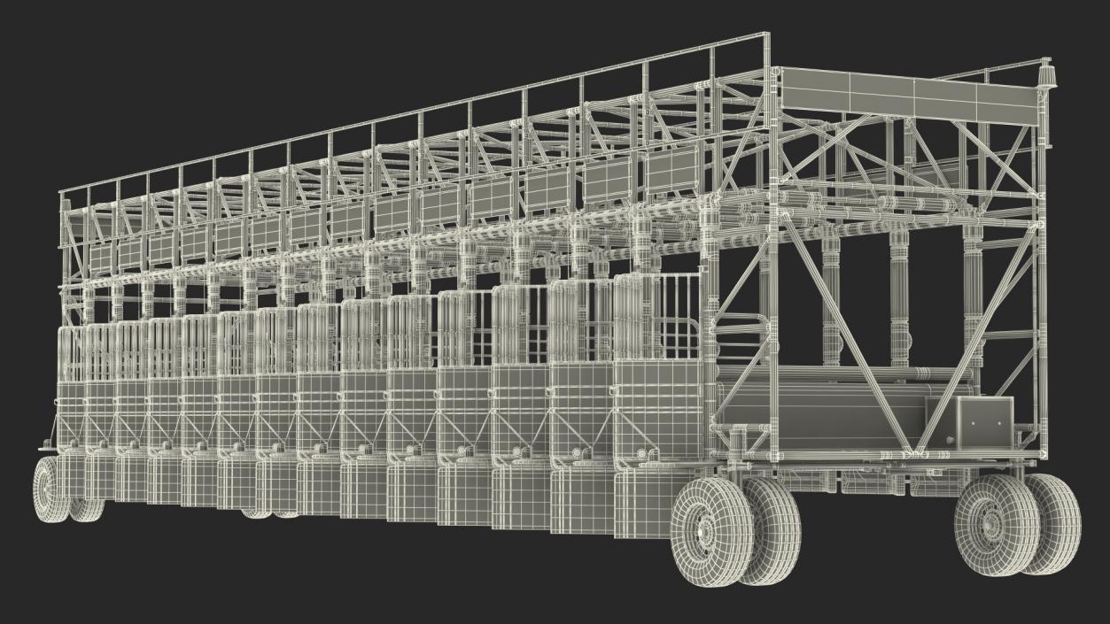 3D 14 Starting Stalls for Horse Racing Rigged for Maya