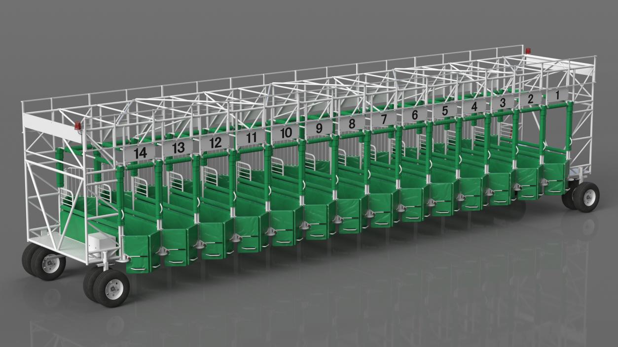 3D 14 Starting Stalls for Horse Racing Rigged for Maya