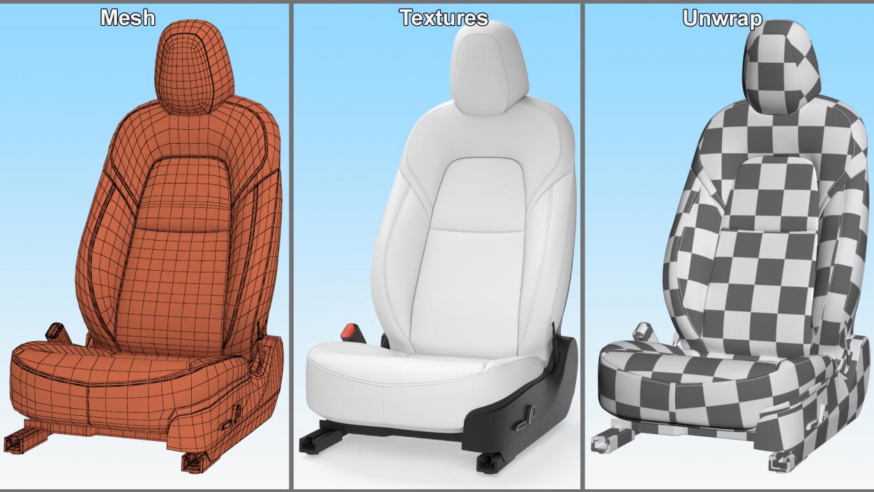 Tesla Model 3 Driver Seat White Leather 3D model