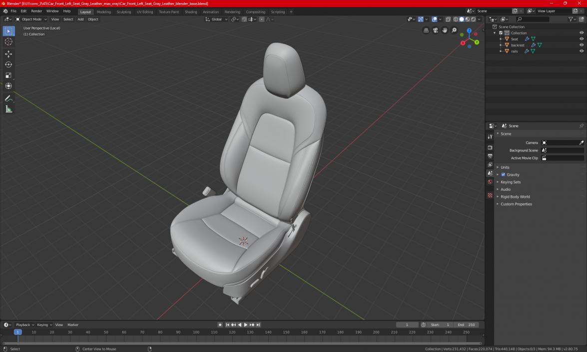 Tesla Model 3 Driver Seat White Leather 3D model