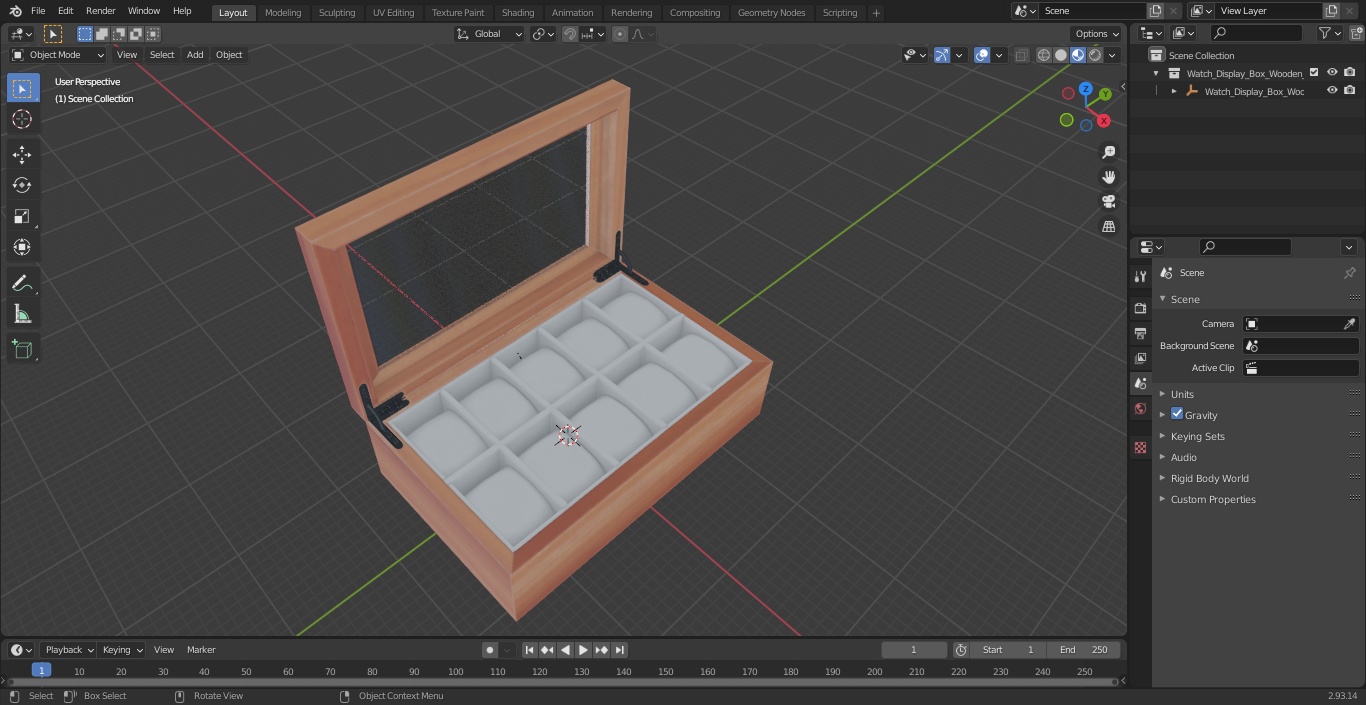 Watch Display Box Wooden 3D model