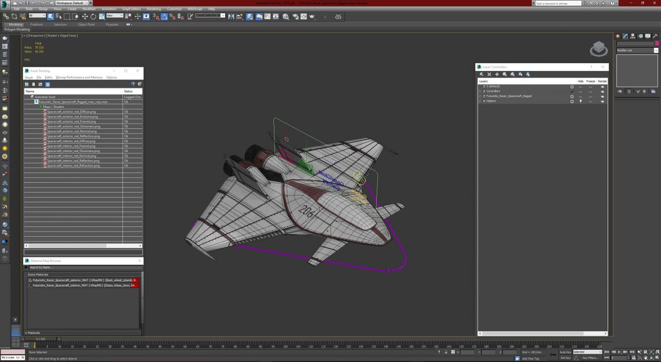 3D Futuristic Racer Spacecraft Rigged 2