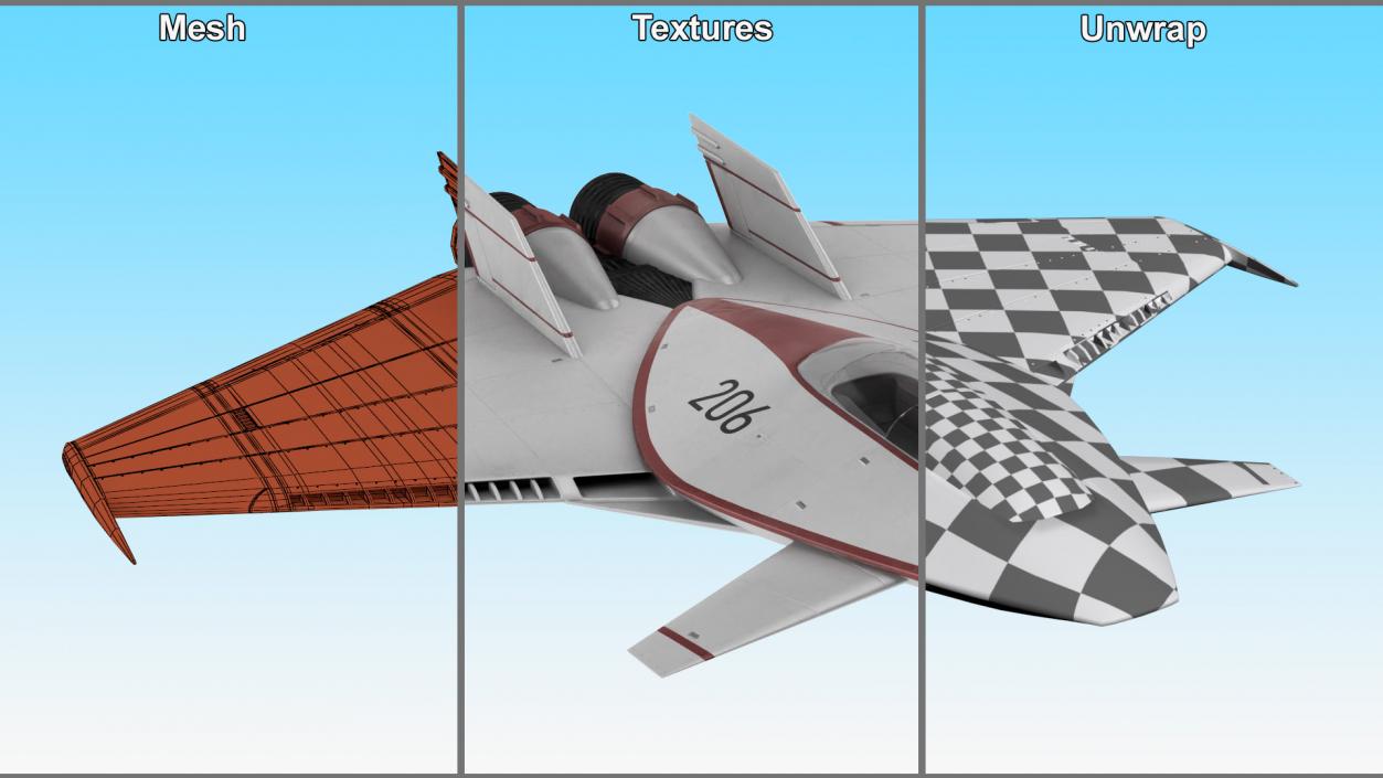 3D Futuristic Racer Spacecraft Rigged 2