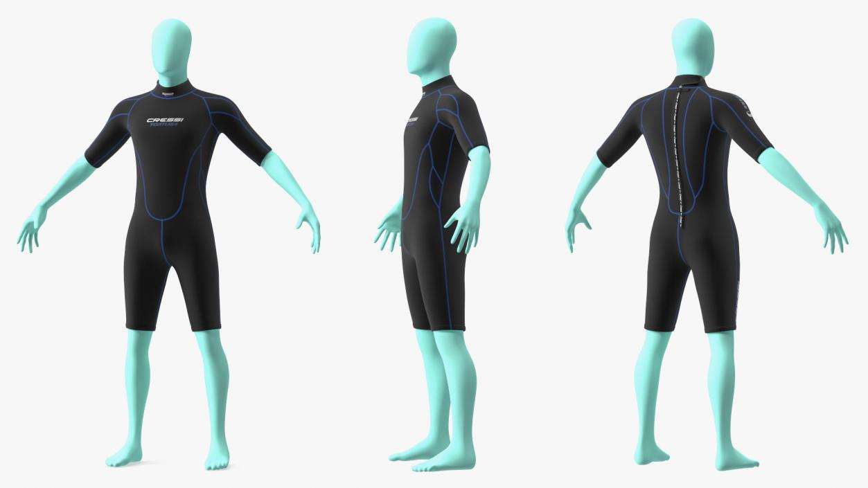 3D Man Wetsuit Cressi Shorty Version model