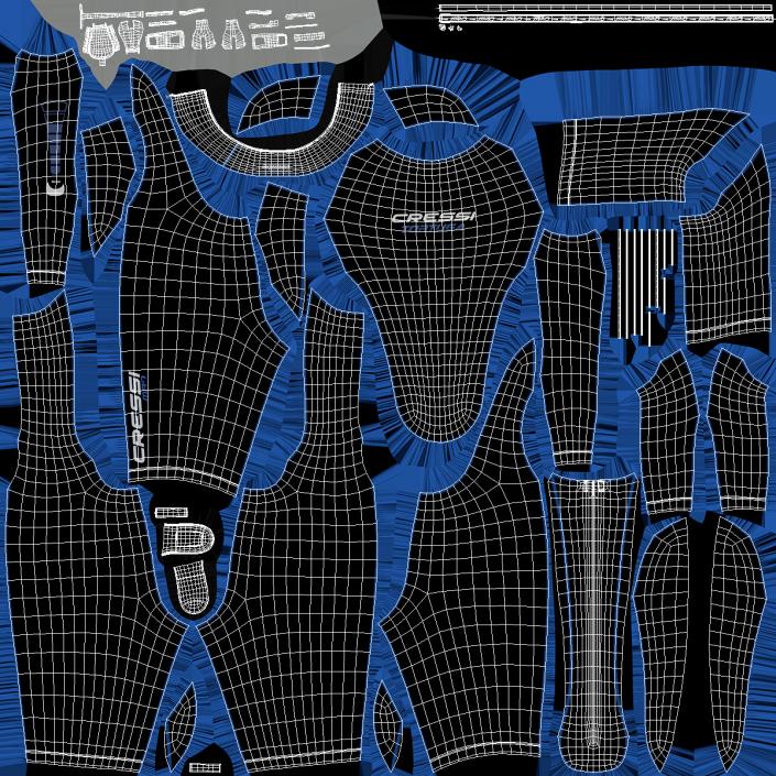 3D Man Wetsuit Cressi Shorty Version model