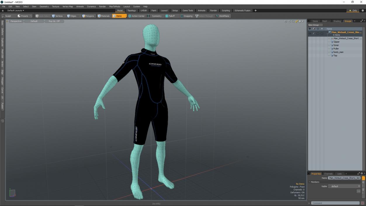 3D Man Wetsuit Cressi Shorty Version model