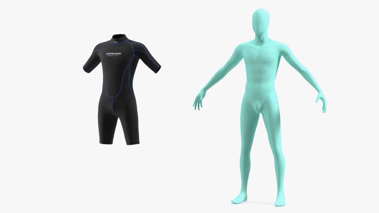 3D Man Wetsuit Cressi Shorty Version model