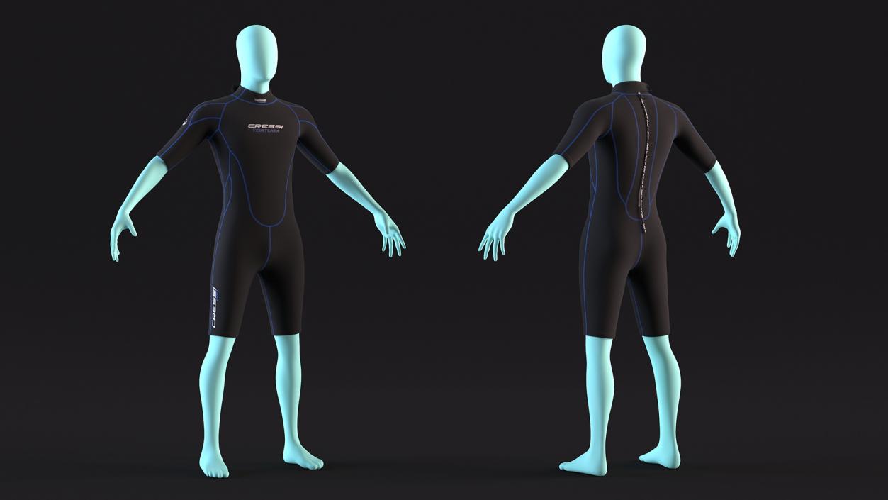 3D Man Wetsuit Cressi Shorty Version model