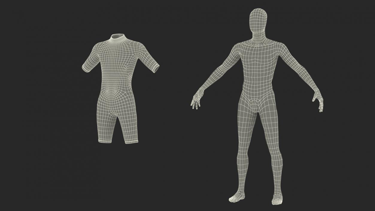 3D Man Wetsuit Cressi Shorty Version model