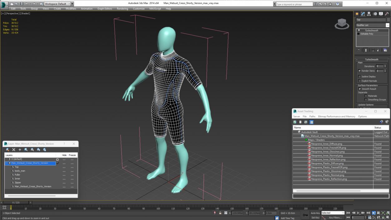 3D Man Wetsuit Cressi Shorty Version model