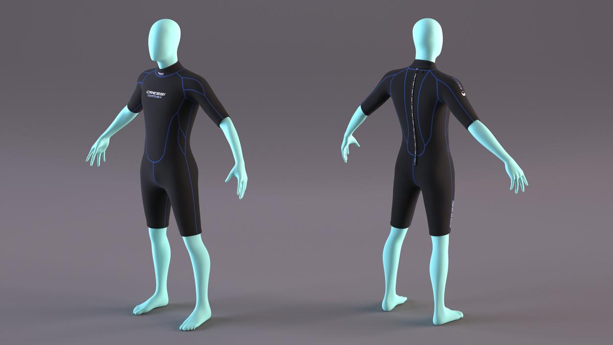 3D Man Wetsuit Cressi Shorty Version model