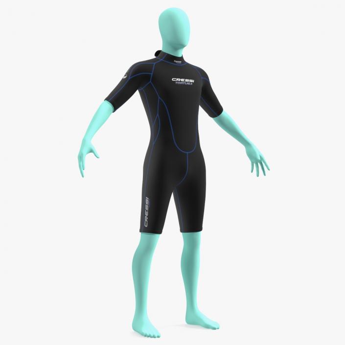 3D Man Wetsuit Cressi Shorty Version model