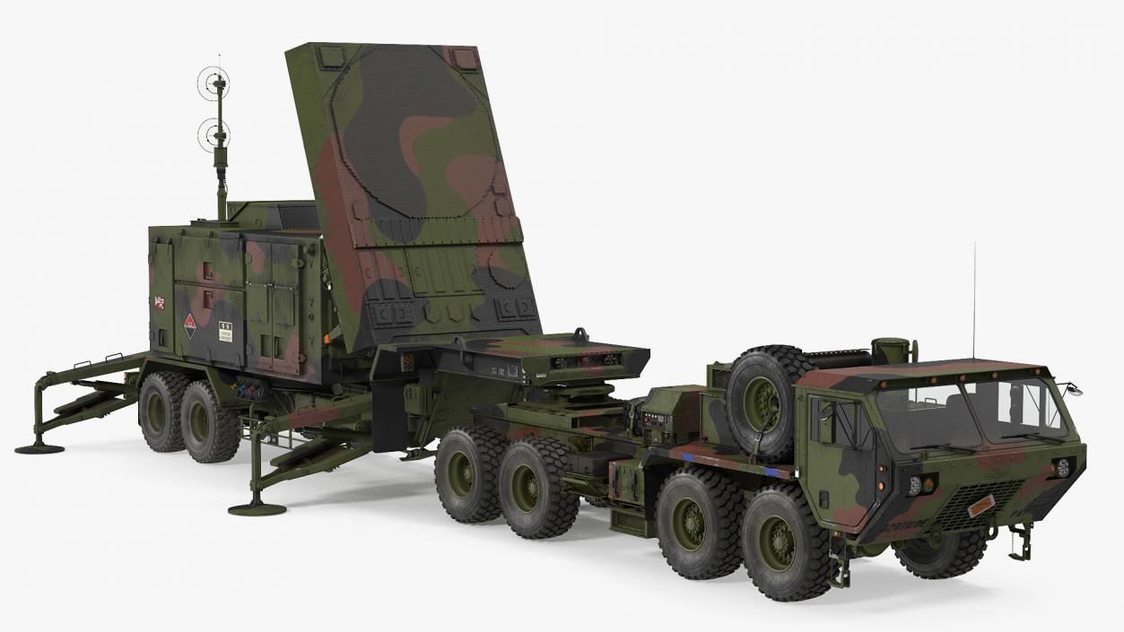 3D HEMTT M985 with AN MPQ53 Radar Camouflage Rigged model