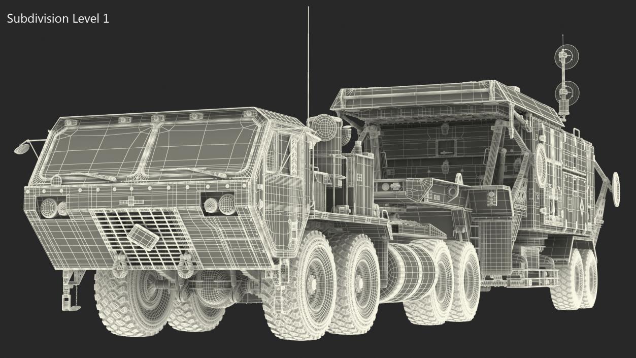 3D HEMTT M985 with AN MPQ53 Radar Camouflage Rigged model