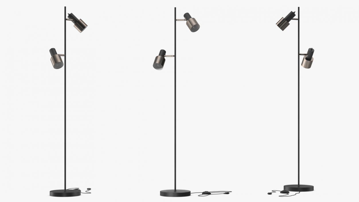 Floor Lamp with Two Shades Black 3D