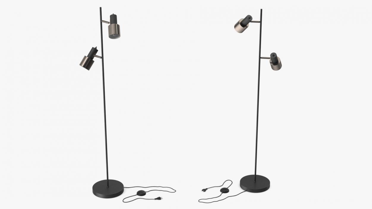 Floor Lamp with Two Shades Black 3D