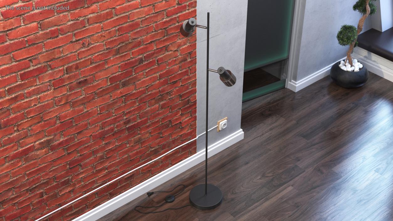 Floor Lamp with Two Shades Black 3D