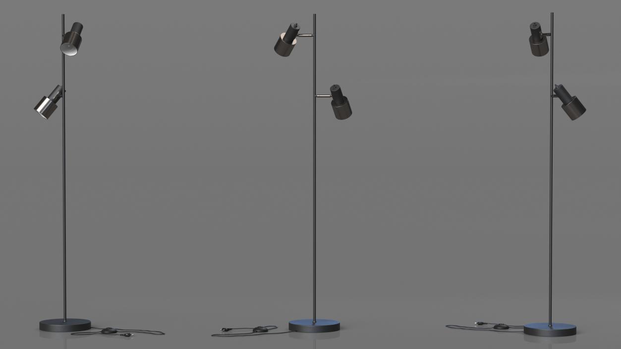 Floor Lamp with Two Shades Black 3D