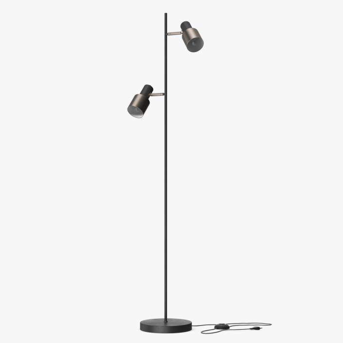 Floor Lamp with Two Shades Black 3D