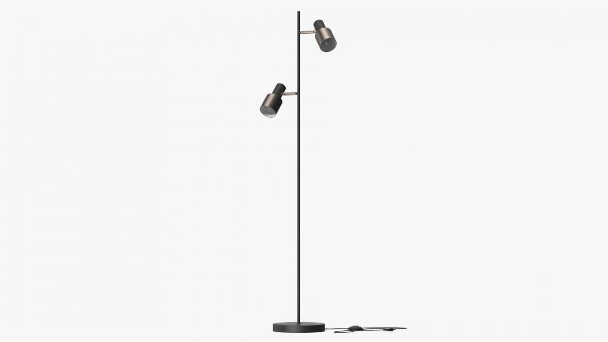 Floor Lamp with Two Shades Black 3D