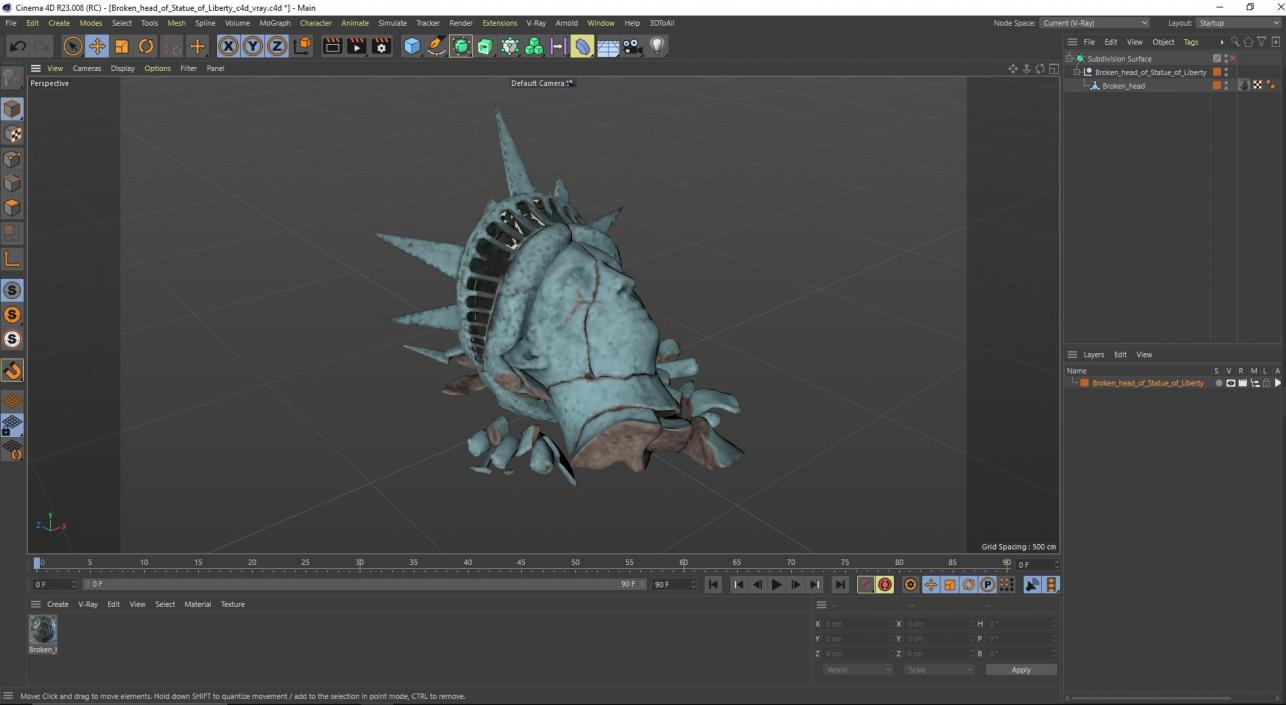 Broken head of Statue of Liberty 2 3D model