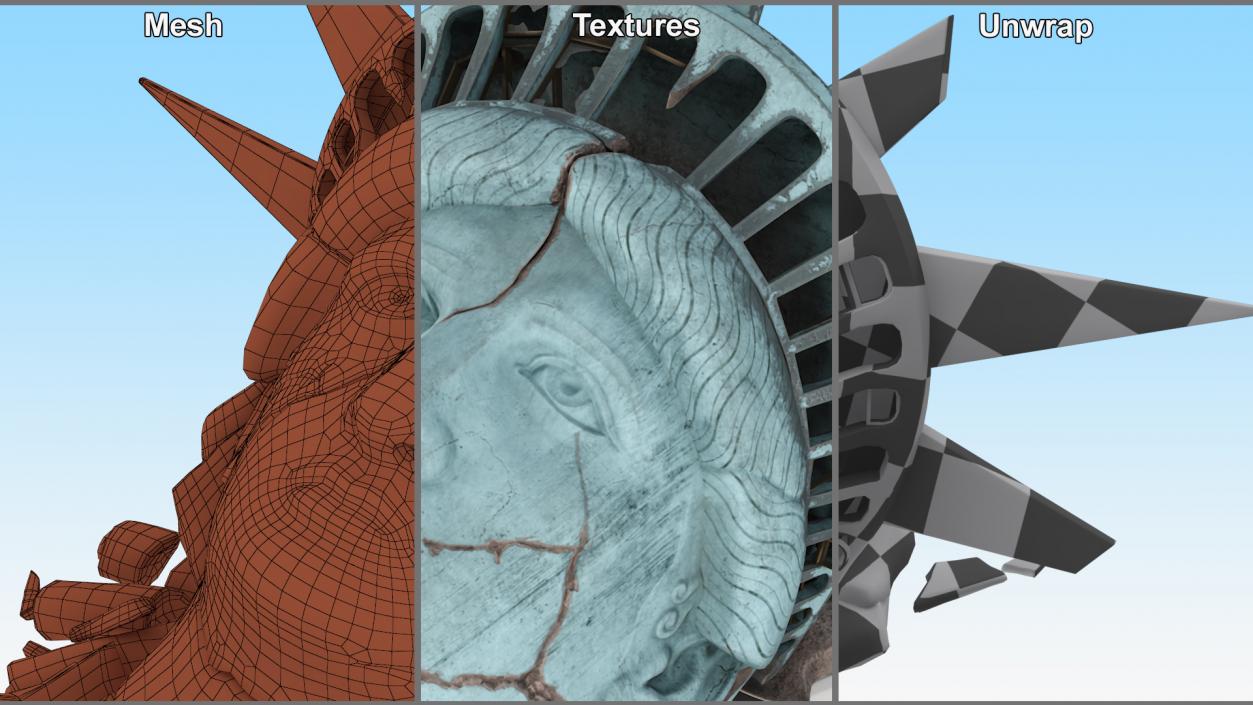 Broken head of Statue of Liberty 2 3D model