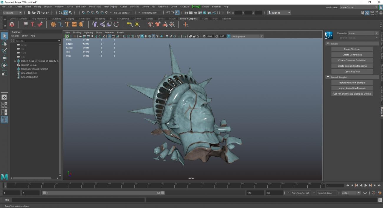 Broken head of Statue of Liberty 2 3D model