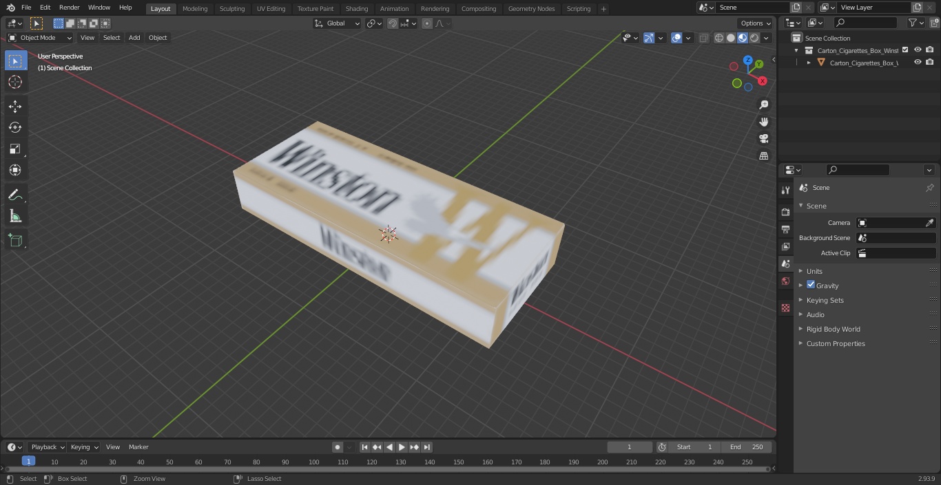 Carton Cigarettes Box Winston 3D model