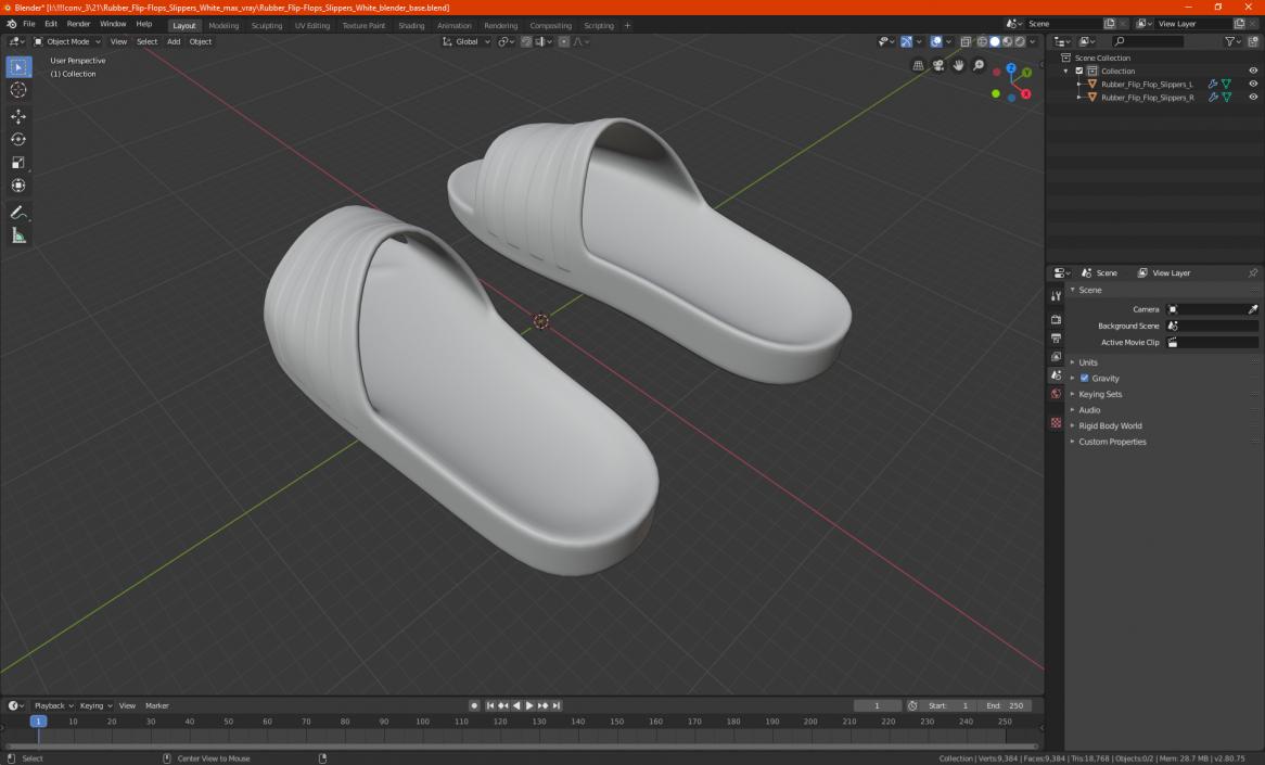 Flip-Flop Slippers Light Blue 3D model