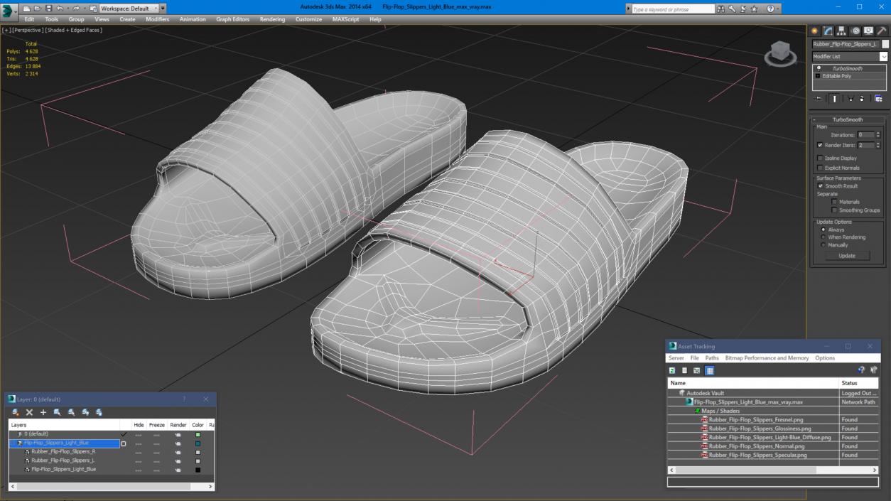 Flip-Flop Slippers Light Blue 3D model