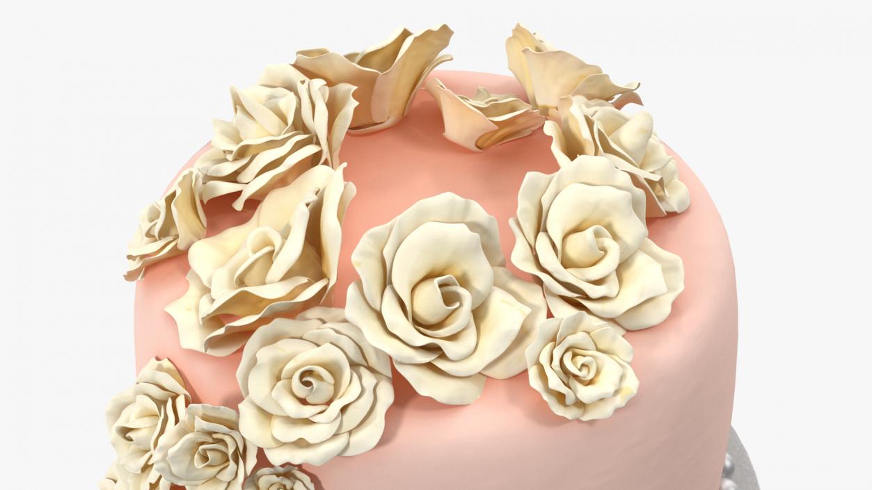 3D model Three Tier Wedding Cake with Sugar Roses