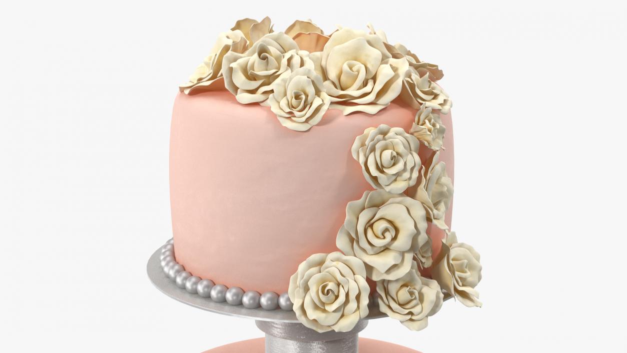 3D model Three Tier Wedding Cake with Sugar Roses