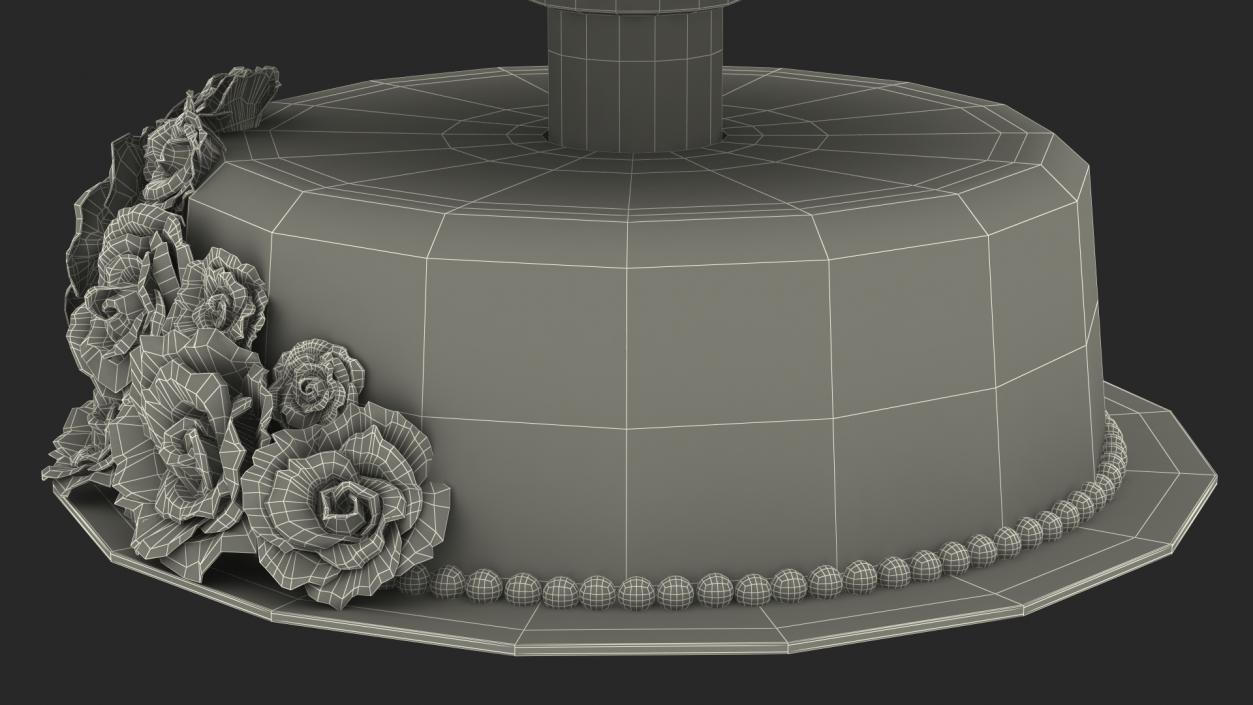 3D model Three Tier Wedding Cake with Sugar Roses