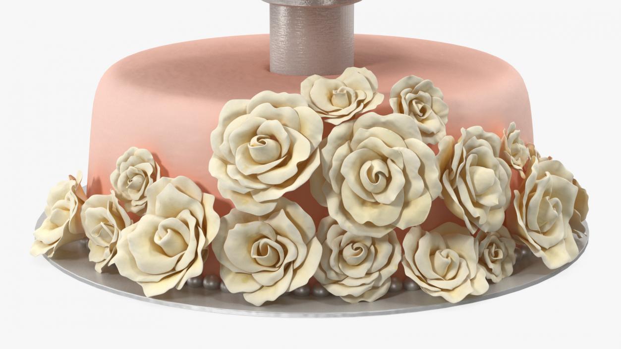 3D model Three Tier Wedding Cake with Sugar Roses