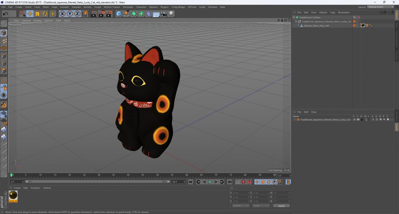 Traditional Japanese Maneki Neko Lucky Cat 3D