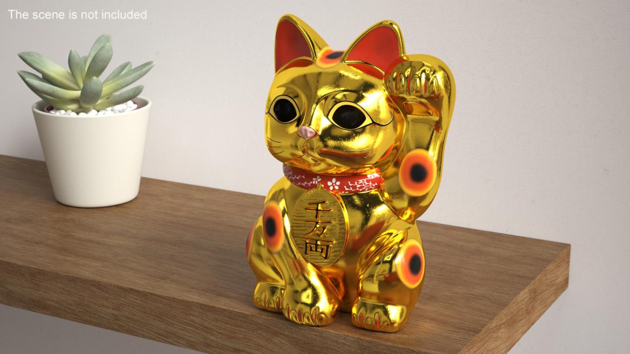 Traditional Japanese Maneki Neko Lucky Cat 3D