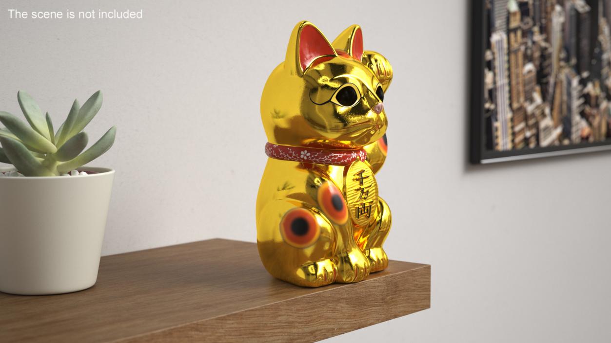 Traditional Japanese Maneki Neko Lucky Cat 3D