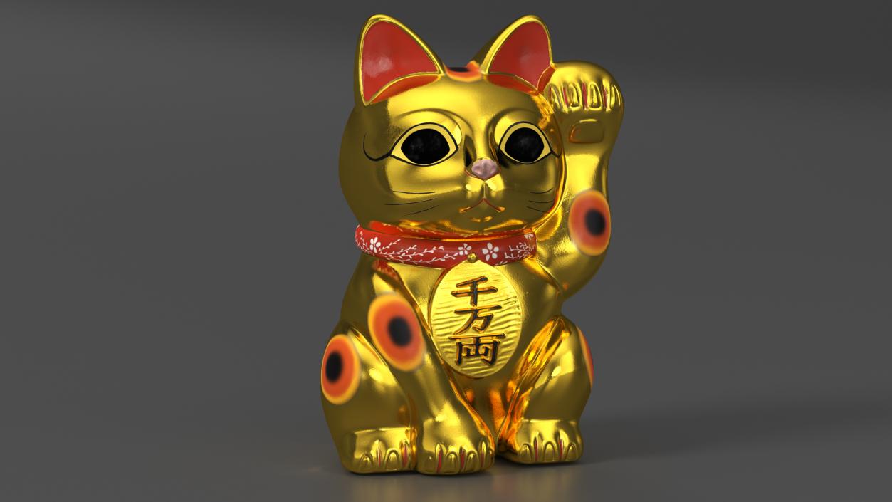 Traditional Japanese Maneki Neko Lucky Cat 3D