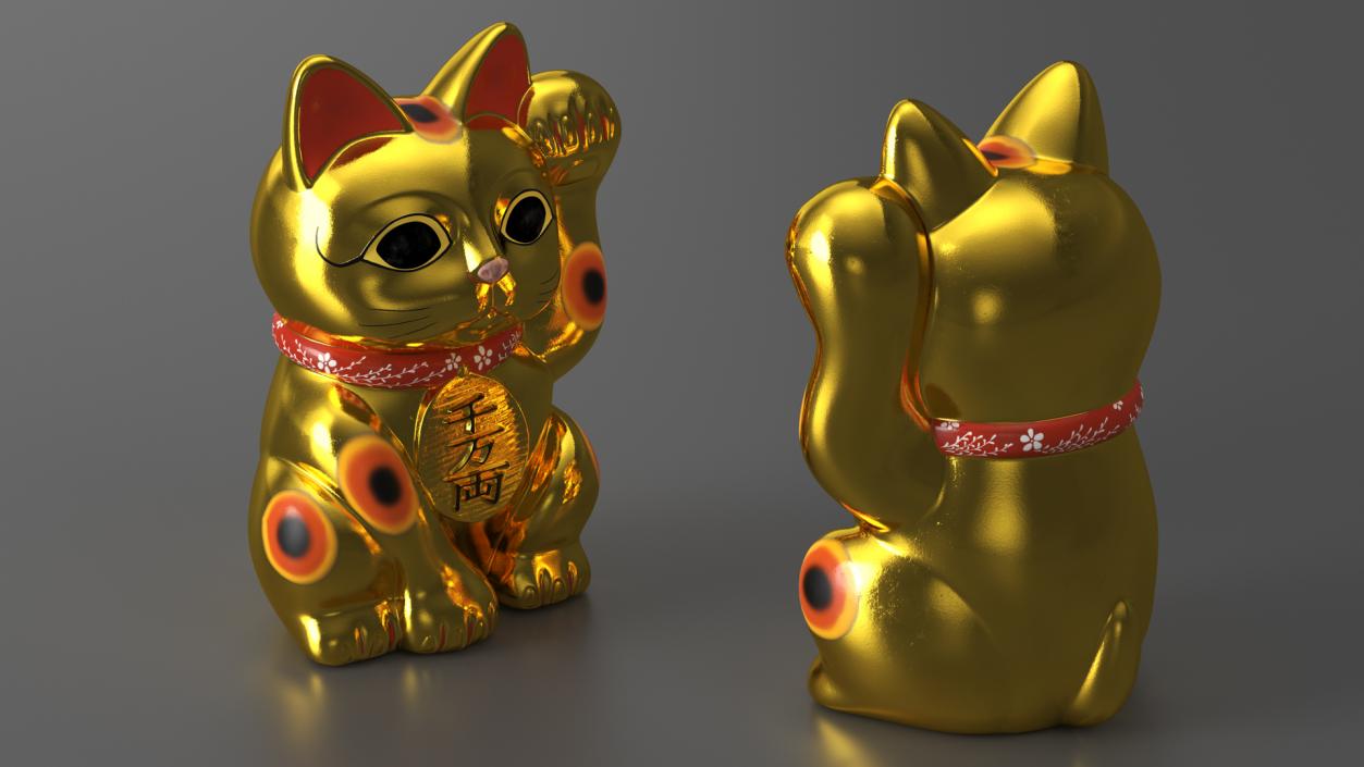 Traditional Japanese Maneki Neko Lucky Cat 3D