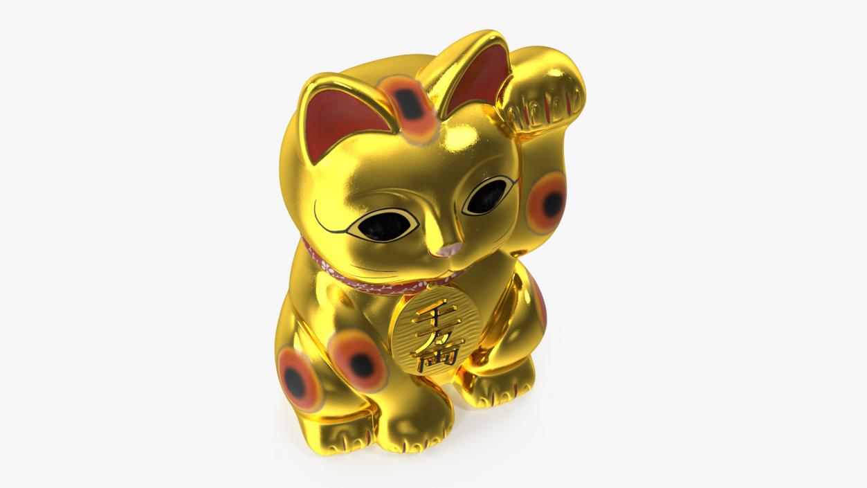 Traditional Japanese Maneki Neko Lucky Cat 3D