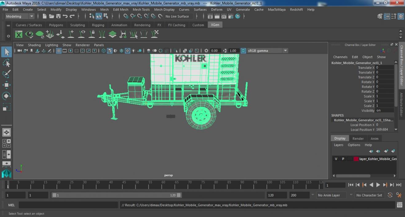 3D Kohler Mobile Generator model