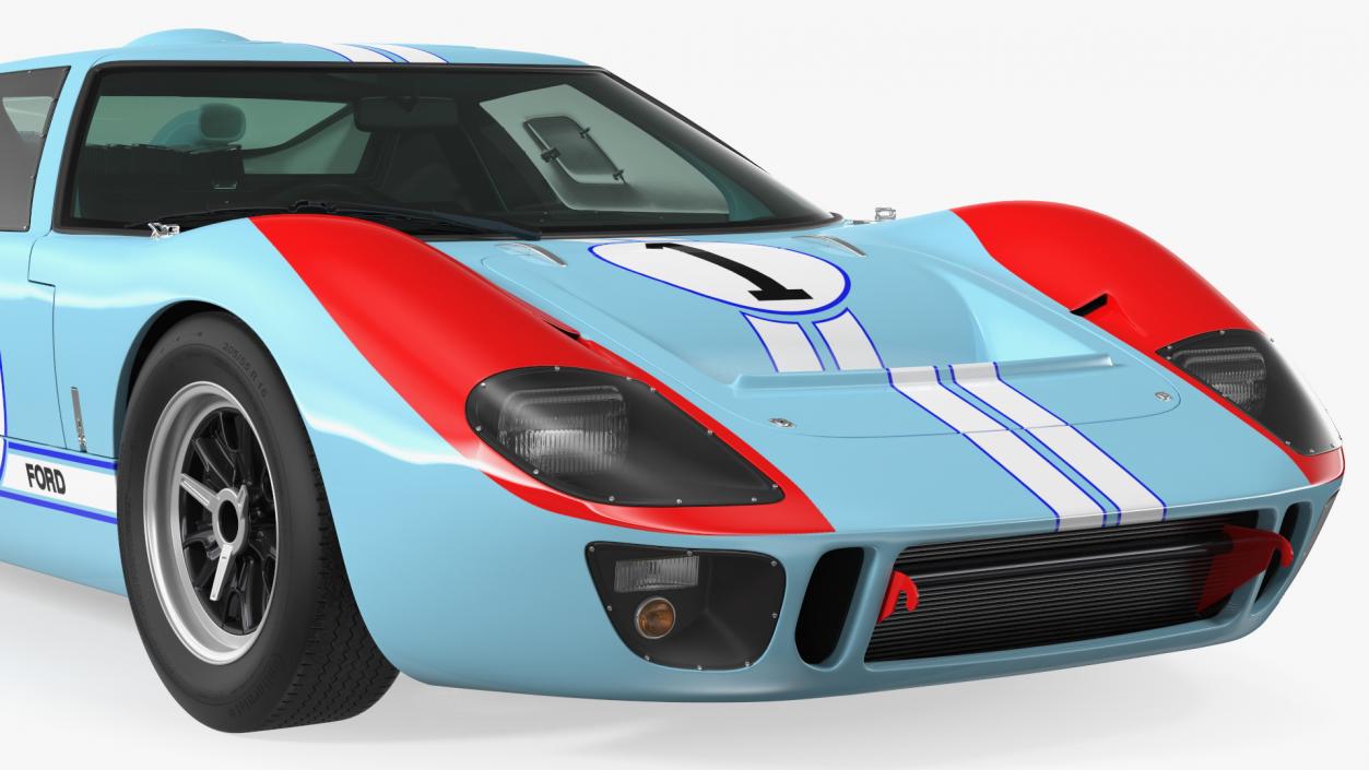 3D model Ford GT40 Racing Car Blue