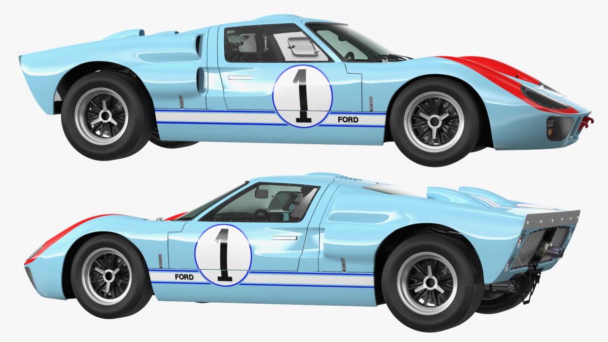 3D model Ford GT40 Racing Car Blue