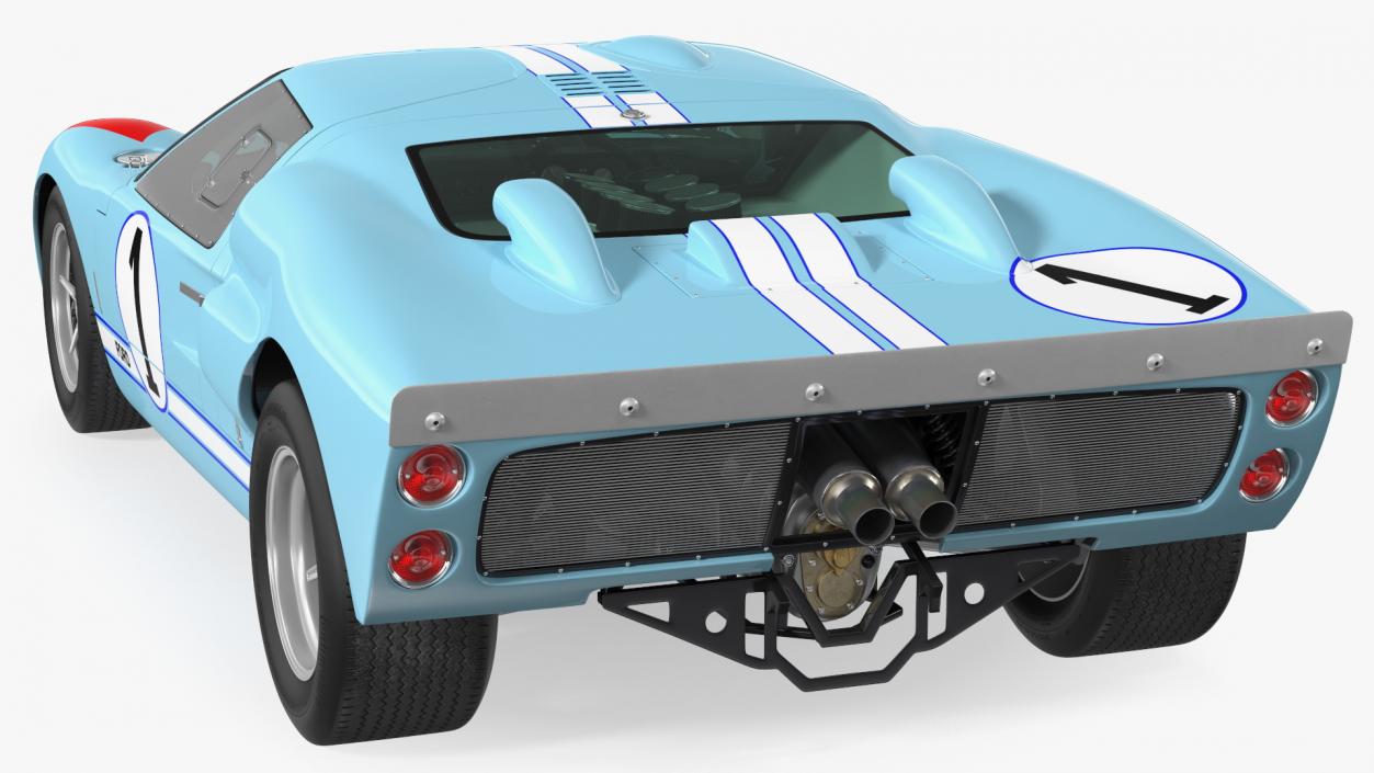 3D model Ford GT40 Racing Car Blue