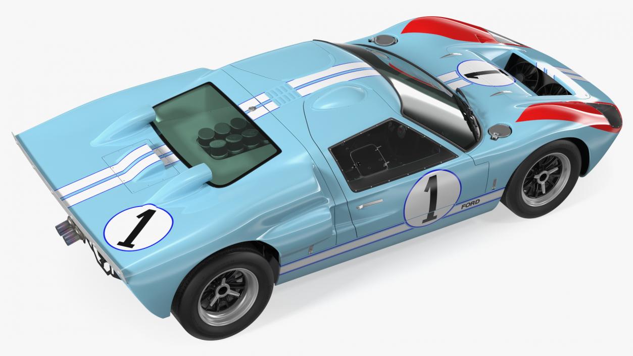 3D model Ford GT40 Racing Car Blue