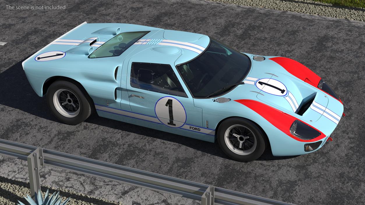 3D model Ford GT40 Racing Car Blue