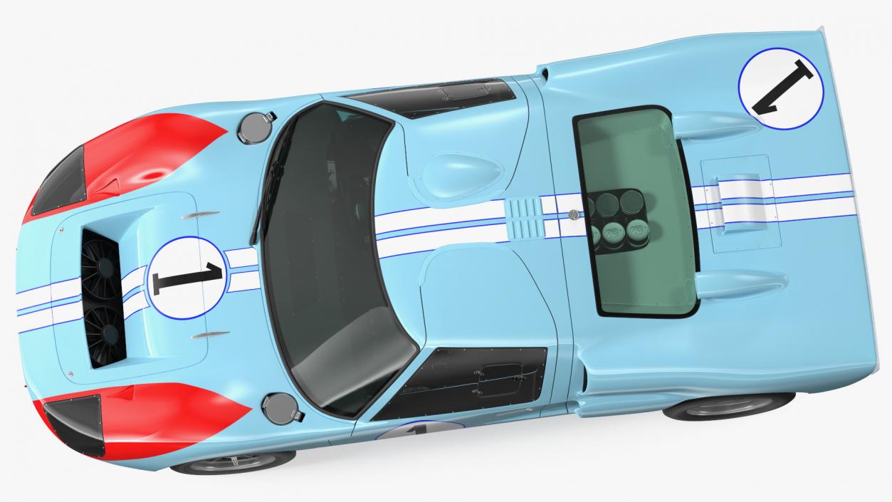 3D model Ford GT40 Racing Car Blue