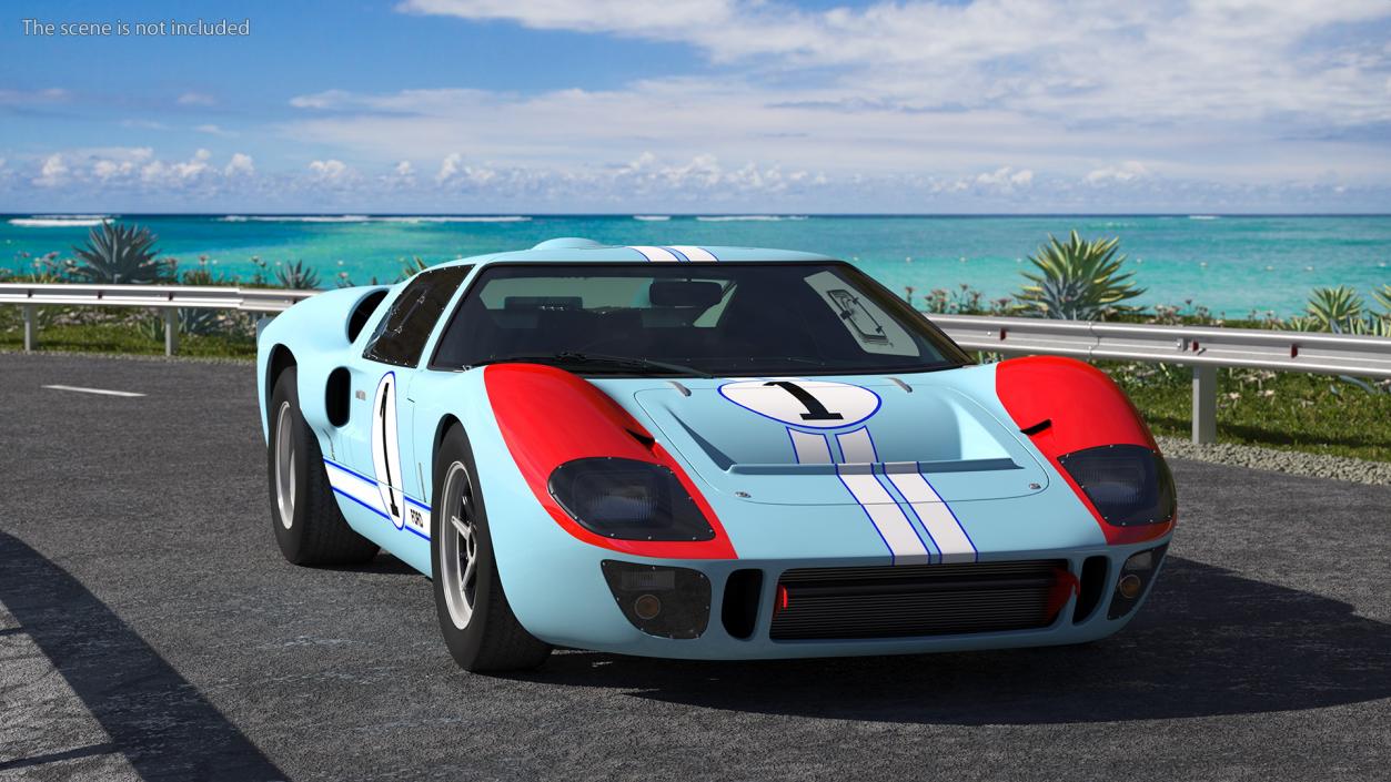 3D model Ford GT40 Racing Car Blue